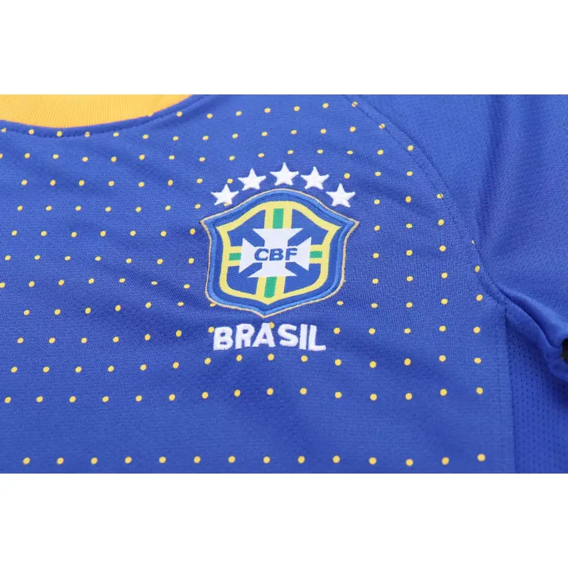 Camiseta Brasil 2010 Away Retro Azul Niño Kit
