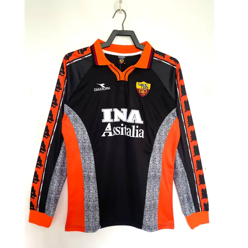 Camiseta AS Roma 1998/99 Third Retro ML Negro/Naranja/Gris