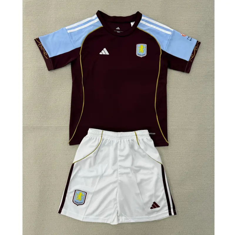 Camiseta Aston Villa 2025/2026 Home Rojo Oscuro Niño Kit