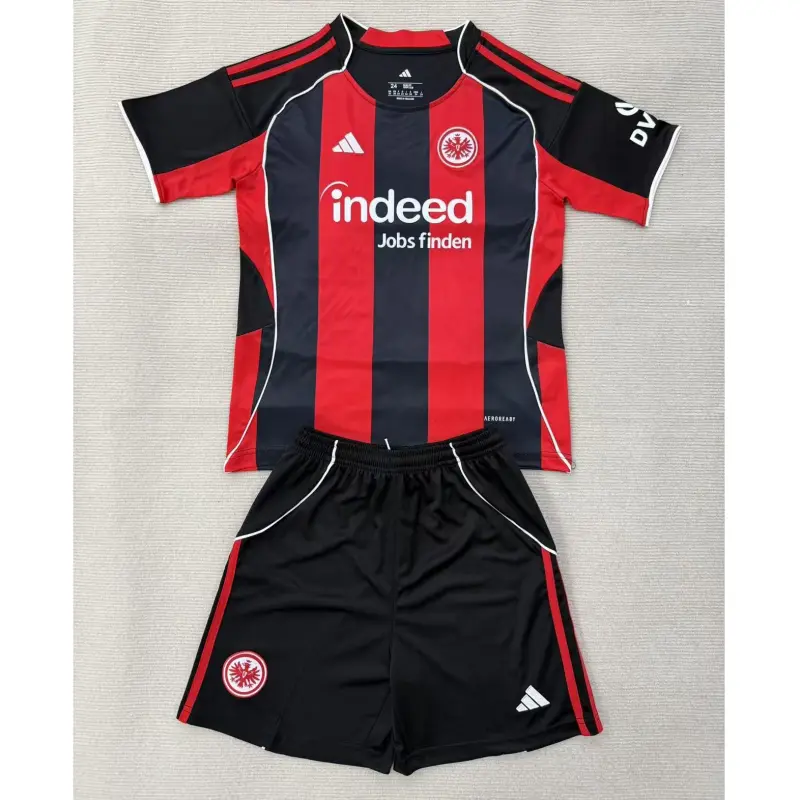 Camiseta Eintracht Fráncfort 2025/2026 Home Rojo/Negro Niño Kit
