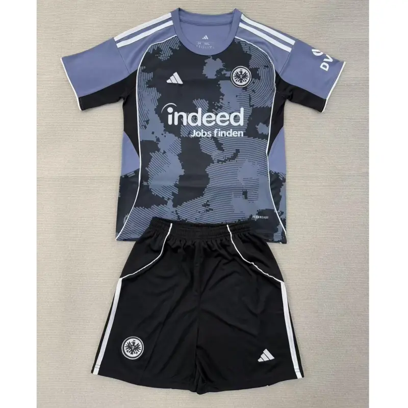 Camiseta Eintracht Fráncfort 2025/2026 Third Negro/Gris Niño Kit