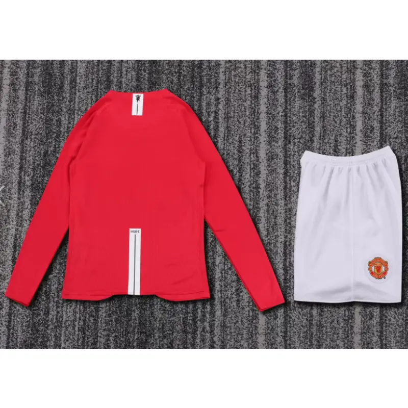 Camiseta Manchester United 2007/08 Home Retro ML Rojo Niño Kit