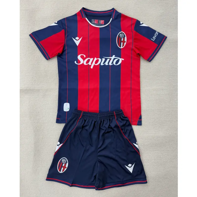 Camiseta Bologna 2025/2026 Home Rojo/Azul Niño Kit