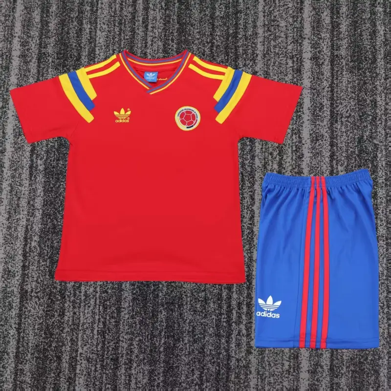 Camiseta Colombia 1990 Away Retro Rojo Niño Kit
