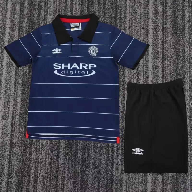 Camiseta Manchester United 1999/00 Away Retro Azul Oscuro Niño Kit