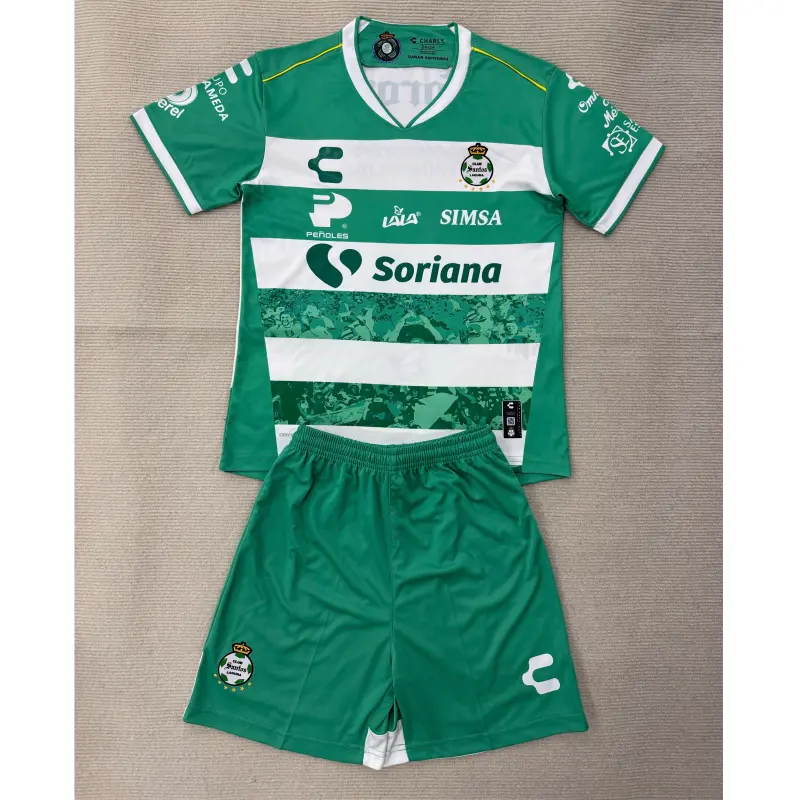 Camiseta Santos Laguna 2025/2026 Home Verde/Blanco Niño Kit