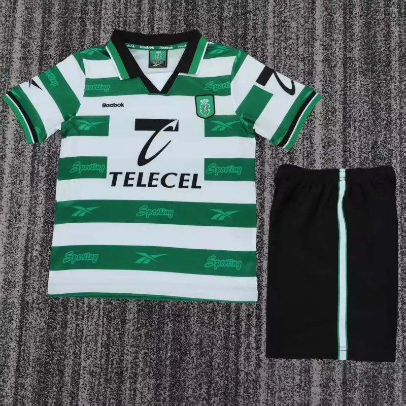 Camiseta Sporting Lisboa 1999/00 Home Retro Verde/Blanco Niño Kit