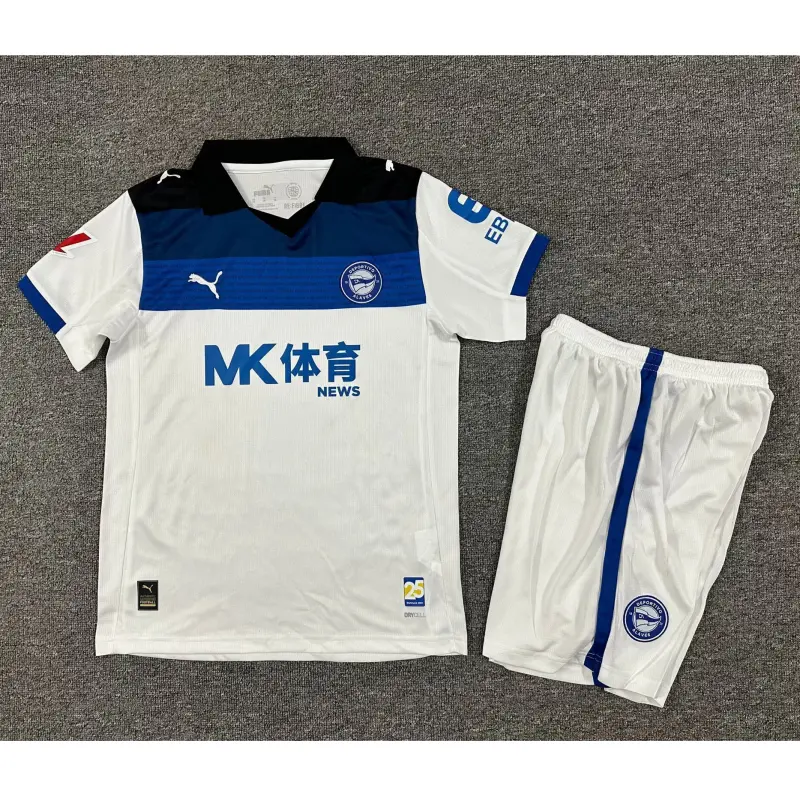 Camiseta Alavés 2025/2026 Away Blanco/Azul Niño Kit con Parche La Liga