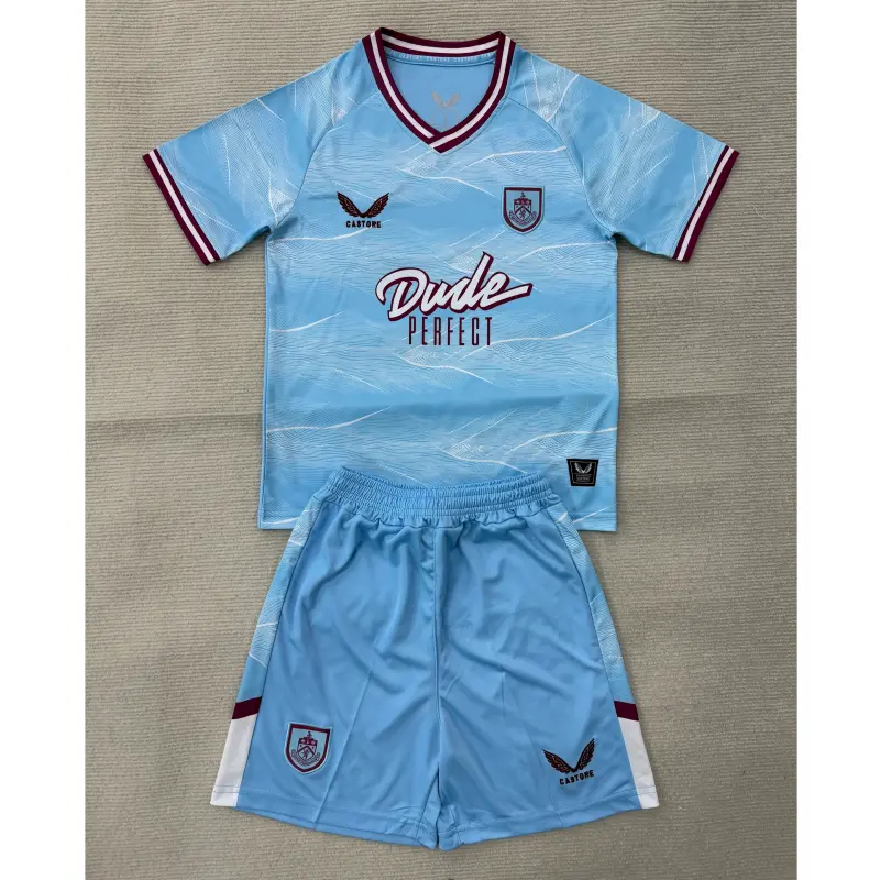 Camiseta Burnley FC 2025/2026 Away Azul Claro Niño Kit