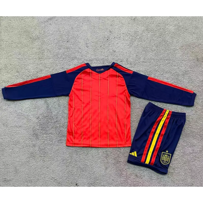 Camiseta España 2026 Home Mundial ML Rojo/Azul Niño Kit