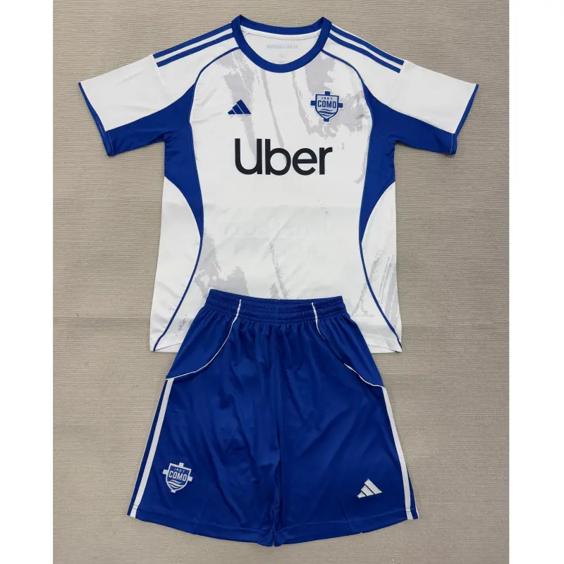 Camiseta Como 1907 2025/2026 Away Blanco/Azul Niño Kit