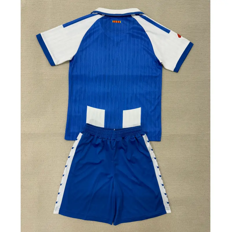 Camiseta Espanyol 2025/2026 Home Azul/Blanco Niño Kit con Parche La Liga
