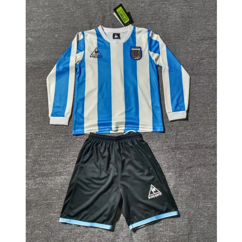 Camiseta Argentina 1998 Home Retro ML Blanco/Azul Niño Kit