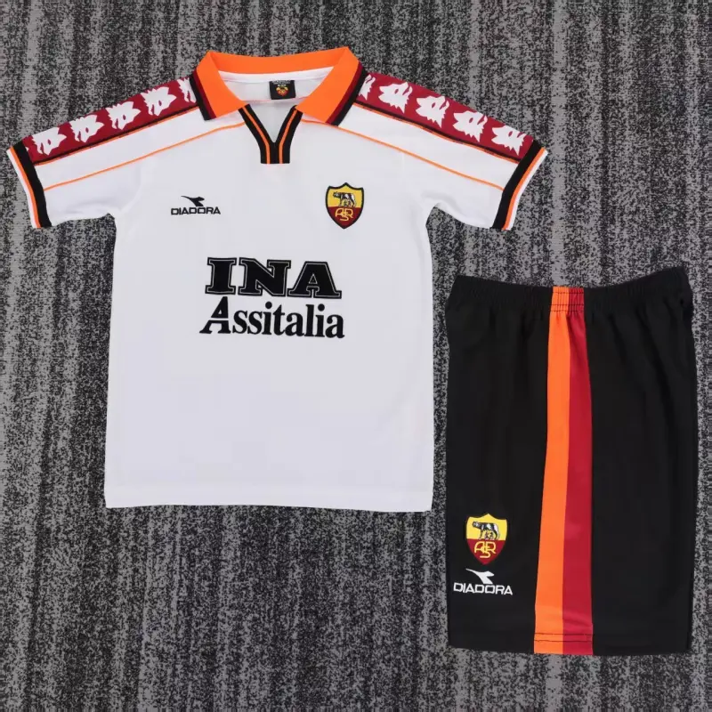 Camiseta AS Roma 1998/99 Away Retro Blanco Niño Kit