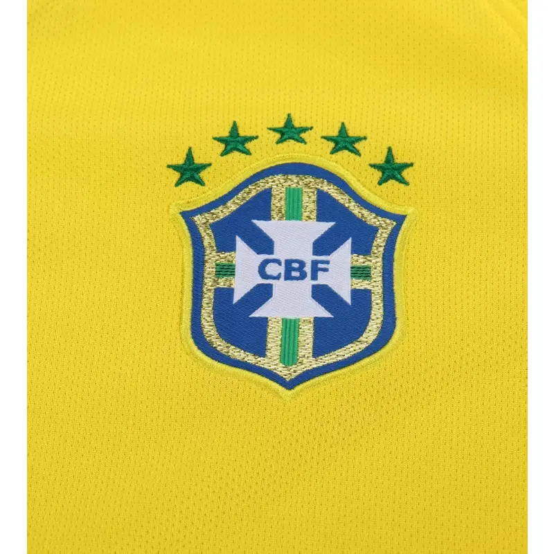 Camiseta Brasil 2014 Home Retro Amarillo Niño Kit