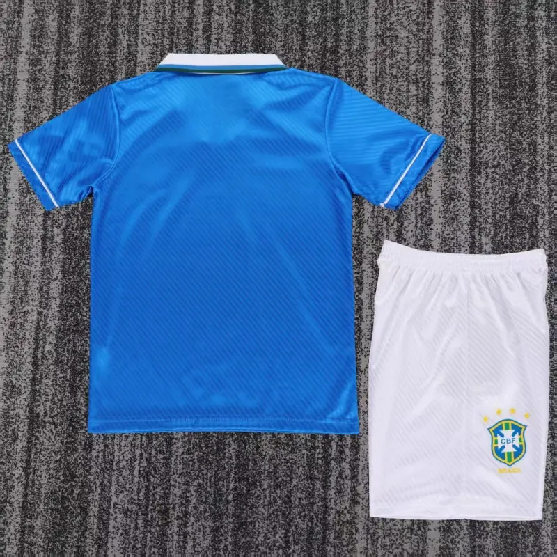 Camiseta Brasil 1996 Away Retro Azul Niño Kit