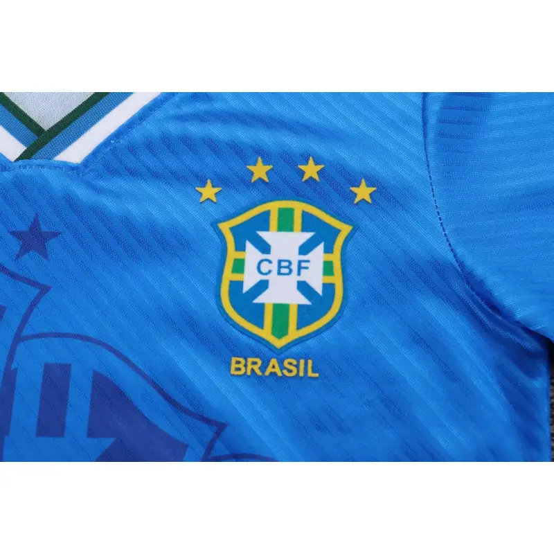 Camiseta Brasil 1996 Away Retro Azul Niño Kit