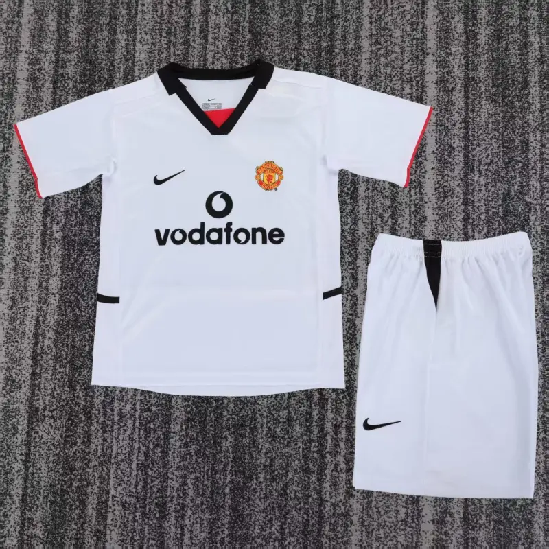 Camiseta Manchester United 2002/03 Away Retro Blanco Niño Kit