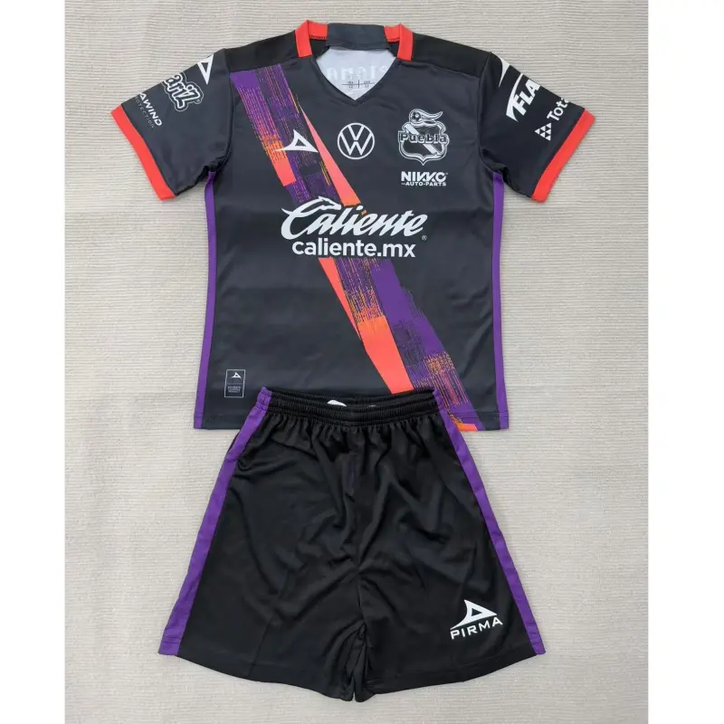 Camiseta Puebla 2025/2026 Away Negro/Rosa Niño Kit