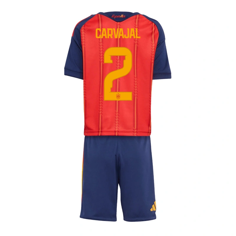 Camiseta Carvajal 2 España 2026 Home Rojo/Azul Niño Kit