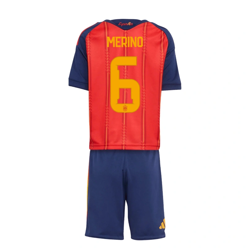 Camiseta Merino 6 España 2026 Home Rojo/Azul Niño Kit