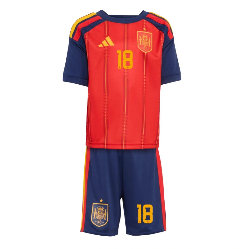 Camiseta Zubimendi 18 España 2026 Home Rojo/Azul Niño Kit