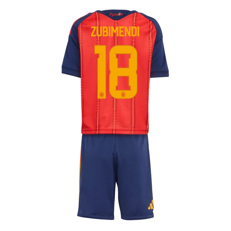 Camiseta Zubimendi 18 España 2026 Home Rojo/Azul Niño Kit