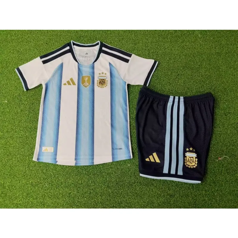 Camiseta Argentina 2026 Home Mundial Azul/Blanco Niño Kit (EDICIÓN JUGADOR)