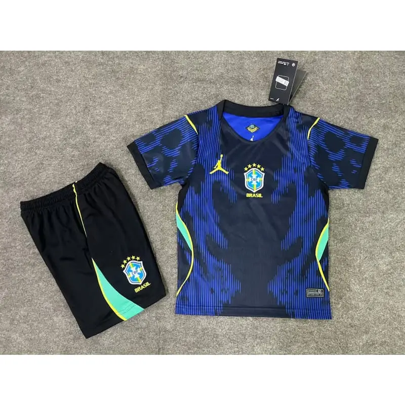 Camiseta Brasil 2026 Away Mundial Azul Niño Kit