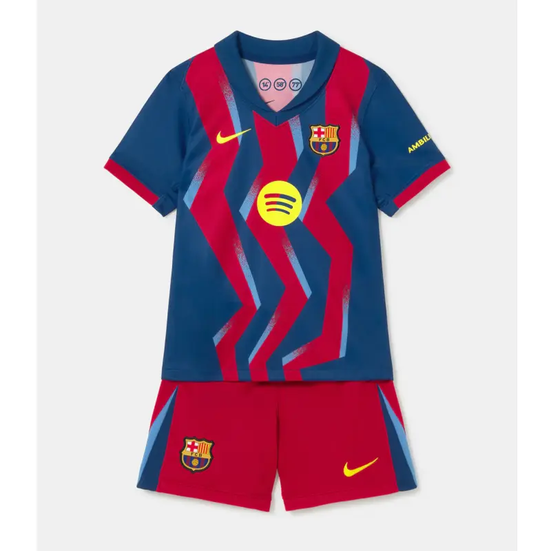 Camiseta Barcelona 2025/2026 Fourth Azul/Rojo Niño Kit