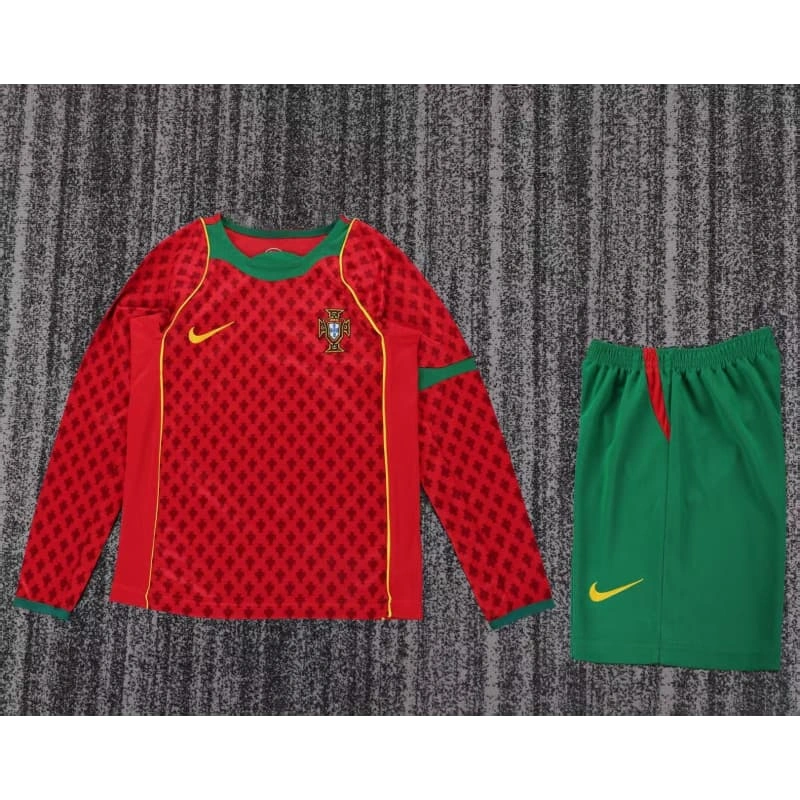 Camiseta Portugal 2004 Home Retro ML Rojo/Verde Niño Kit