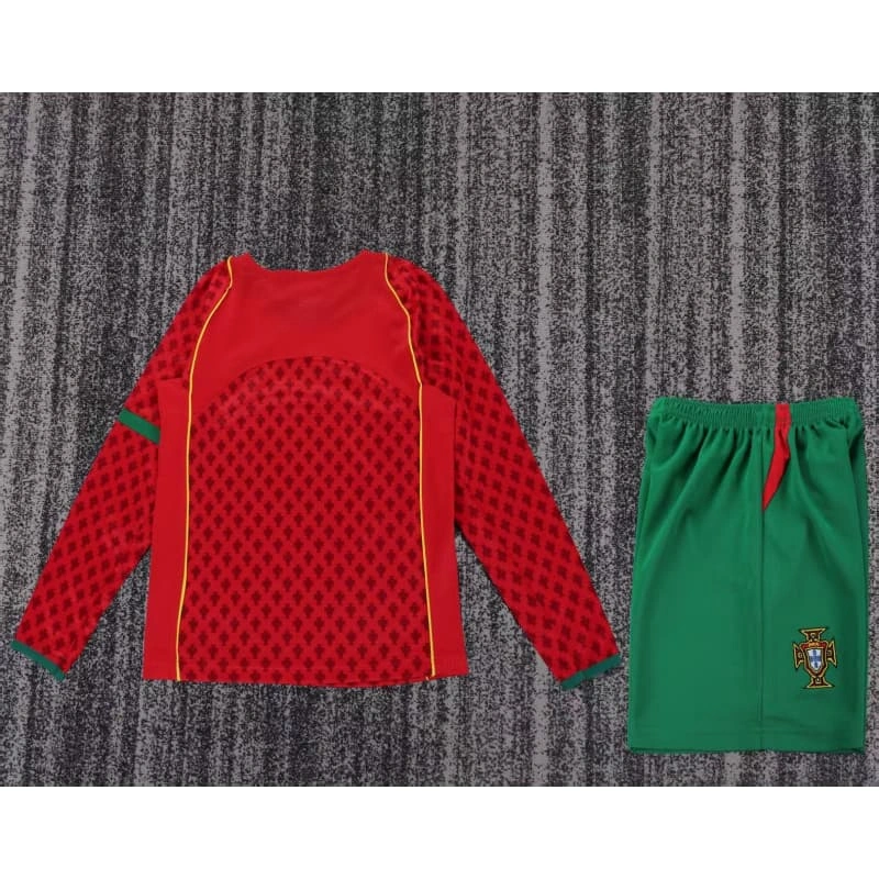 Camiseta Portugal 2004 Home Retro ML Rojo/Verde Niño Kit