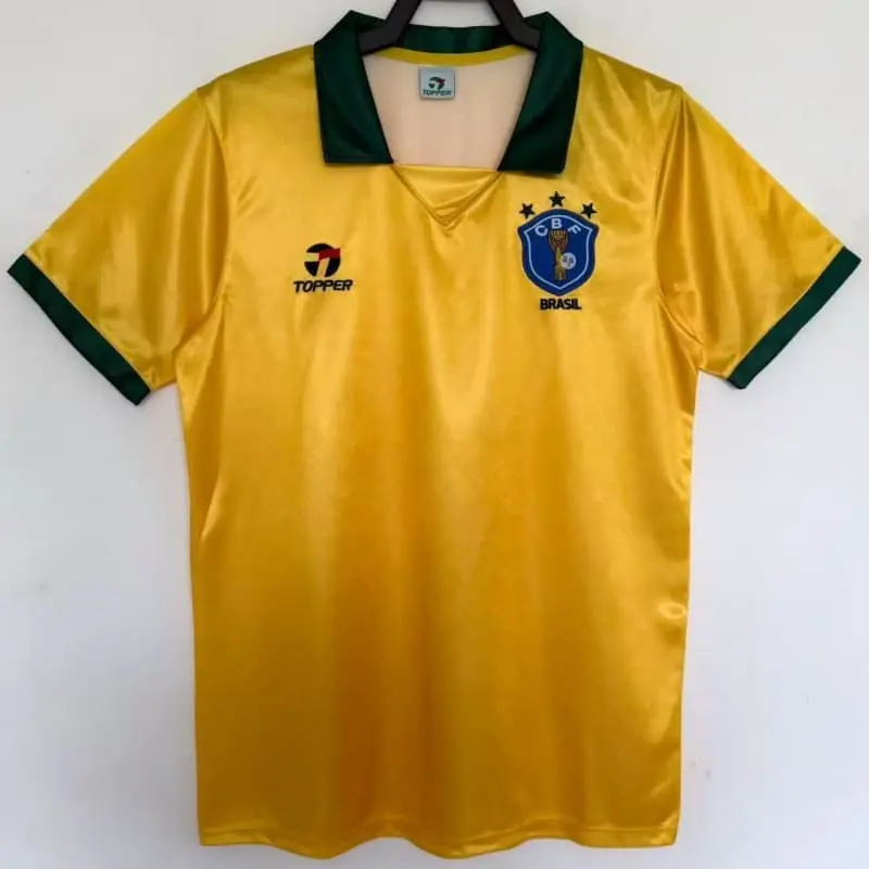 Camiseta Brasil 1988 Home Retro Amarillo/Verde