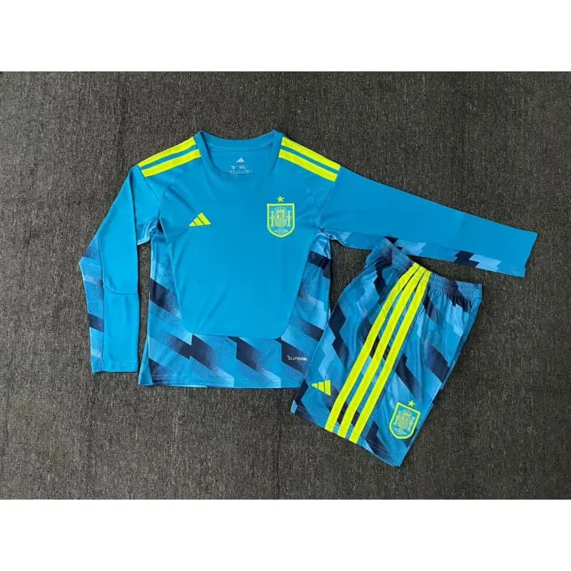 Camiseta de Portero España 2026 Home Mundial ML Azul Niño Kit