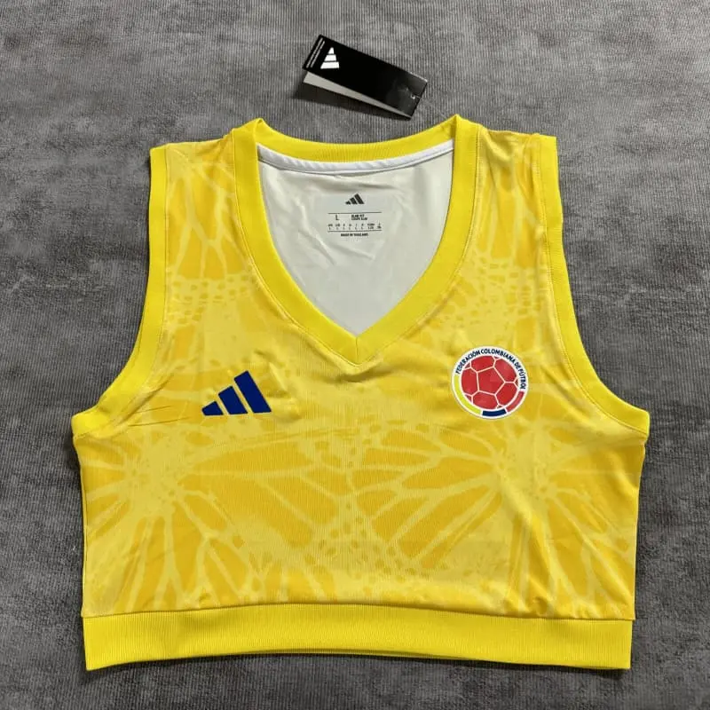 Top corto Colombia 2026 Home Mundial Amarillo Mujer