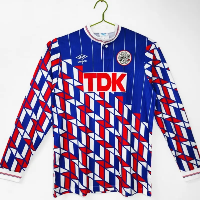 Camiseta Ajax 1989/90 Away Retro ML Azul/Rojo