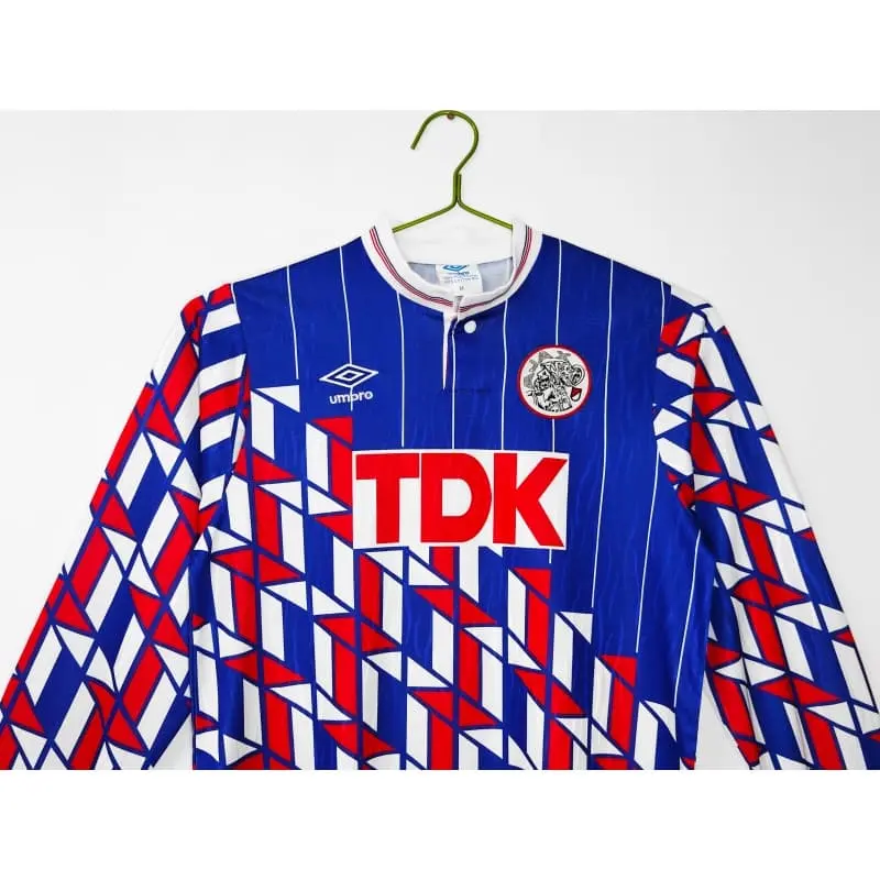 Camiseta Ajax 1989/90 Away Retro ML Azul/Rojo