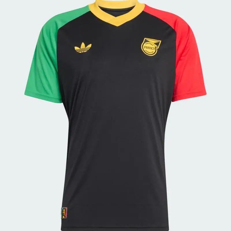 Camiseta Jamaica x Bob Marley 2026 Away Negro/Verde/Rojo