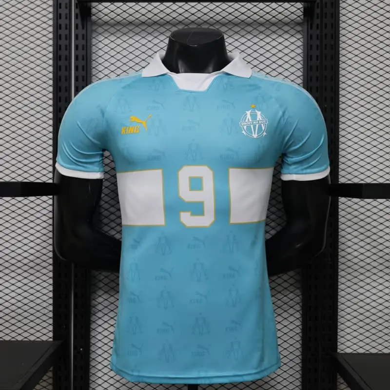 Camiseta 9 Olympique Marsella Retro 2026/2027 Azul Claro (EDICIÓN JUGADOR)