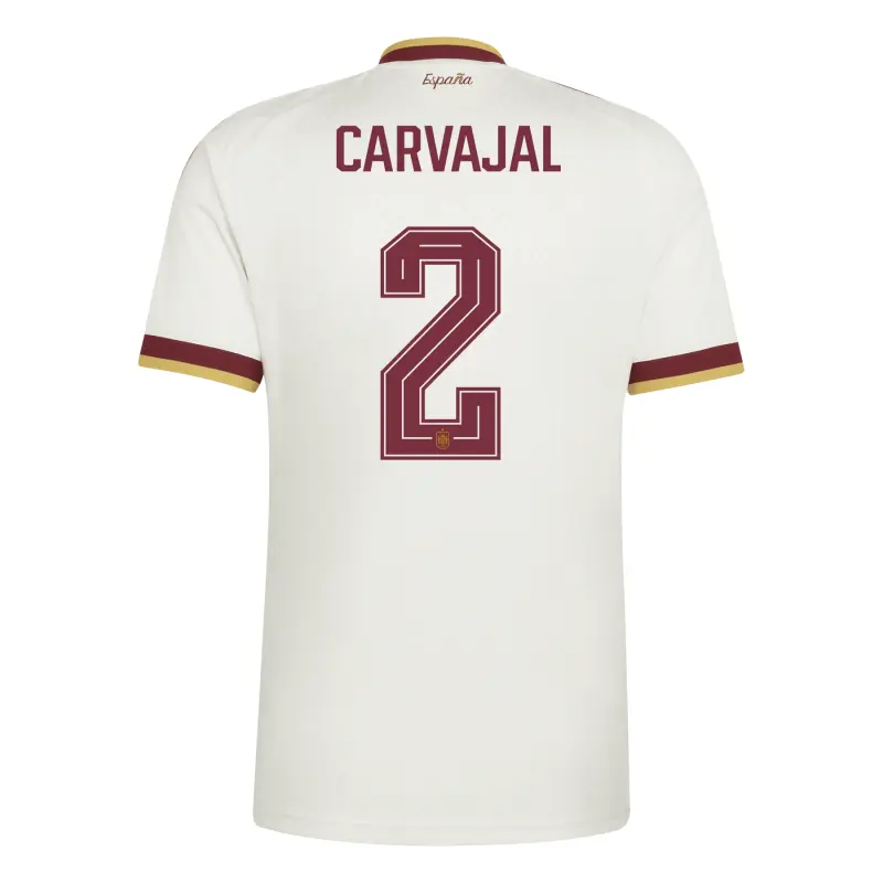 Camiseta Carvajal 2 España Mundial 2026 Away Blanco/Rojo