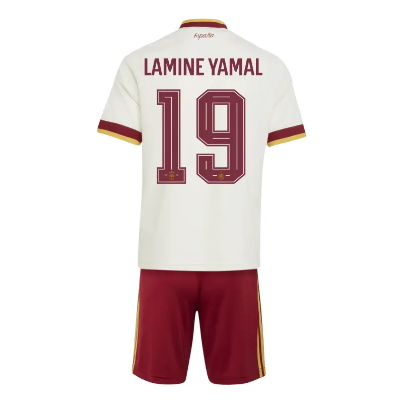 Camiseta Lamine Yamal 19 España Mundial 2026 Away Blanco/Rojo Niño Kit