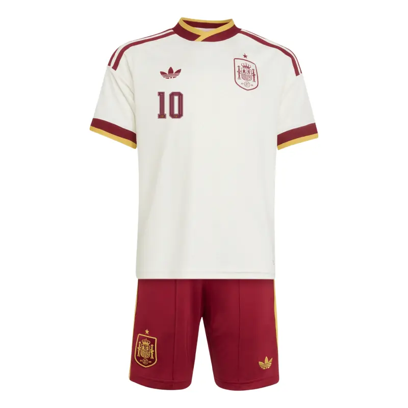 Camiseta Olmo 10 España Mundial 2026 Away Blanco/Rojo Niño Kit