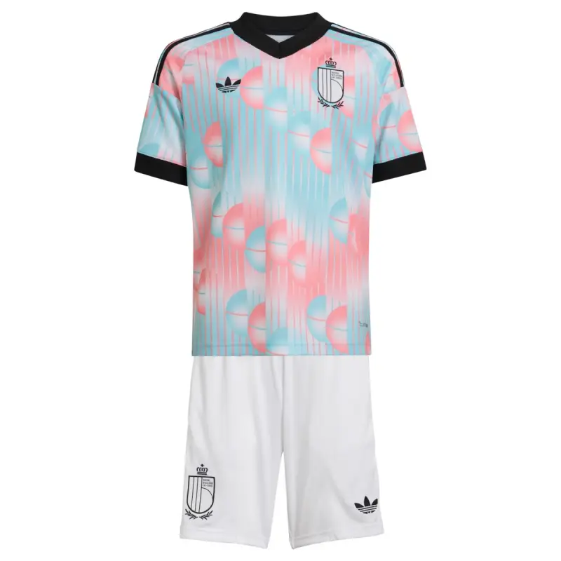 Camiseta Bélgica Mundial 2026 Away Rosa/Azul Claro Niño Kit