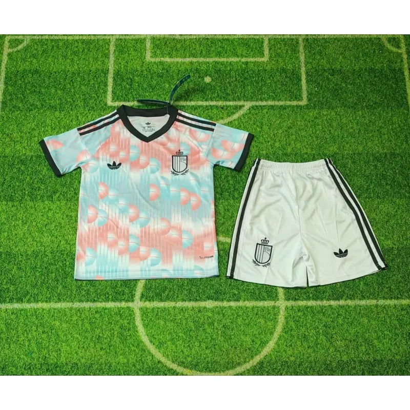 Camiseta Bélgica Mundial 2026 Away Rosa/Azul Claro Niño Kit