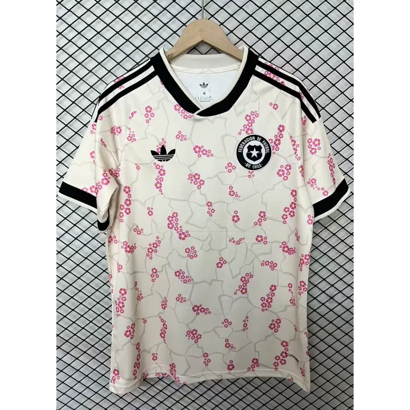Camiseta Chile Mundial 2026 Away Beige/Rosa