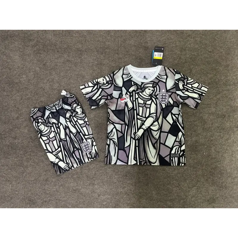 Camiseta Inglaterra x Palace 2026 Edición Especial Negro/Gris/Blanco Niño Kit