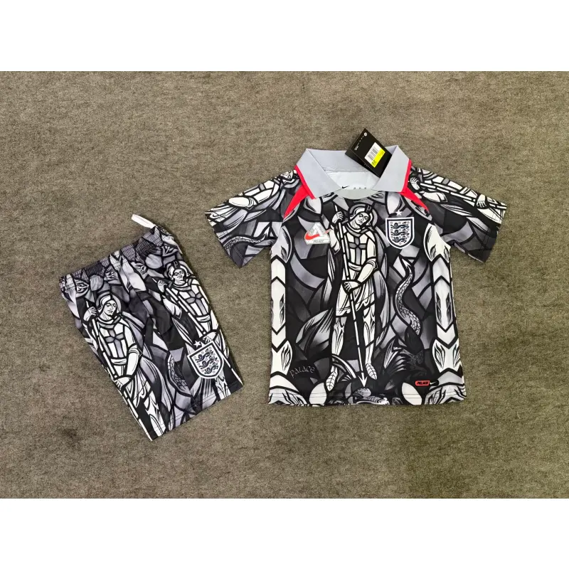 Camiseta Palace 7 Inglaterra x Palace 2026 Edición Especial Negro/Gris/Blanco Niño Kit