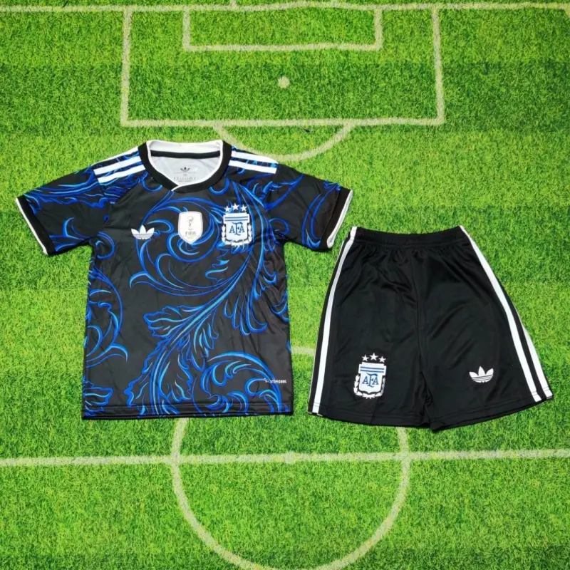 Camiseta Argentina Mundial 2026 Away Azul Niño Kit con FIFA2022