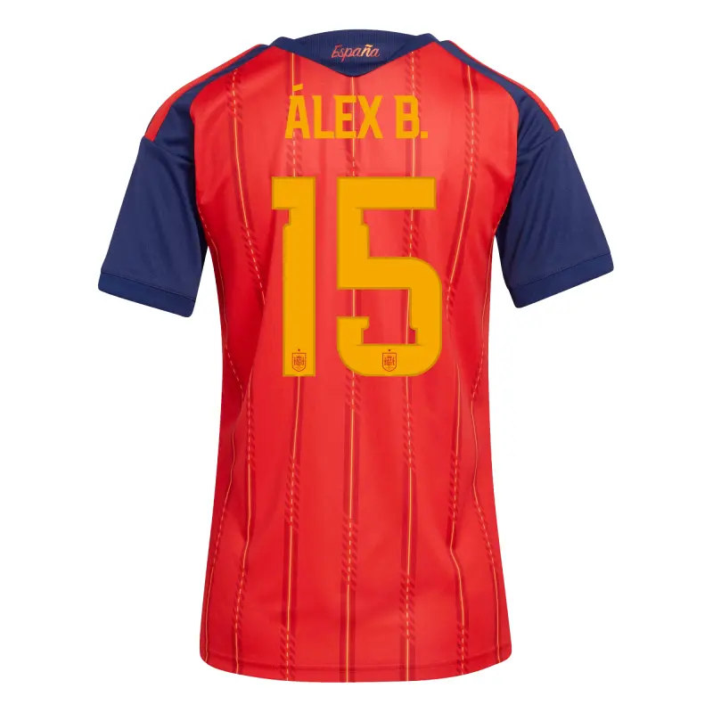 Camiseta Álex B. 15 España 2026 Home Mundial Rojo/Azul Mujer