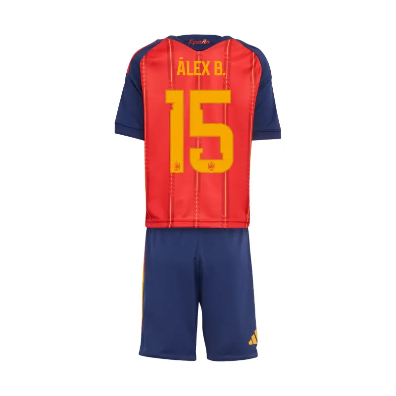 Camiseta Álex B. 15 España 2026 Home Mundial Rojo/Azul Niño Kit